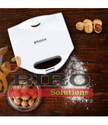 Aparat pentru deserturi în formă de nuci – BROCK 750W, 12 forme, plăci antiaderente, carcasă Cool-Touch, indicatori LED, piciorușe anti-alunecare.